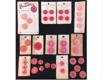 Lot of 40 Mixed Pink Plastic Buttons Vintage Le Chic La Mode Scovill Streamline Lorel Japan Holland