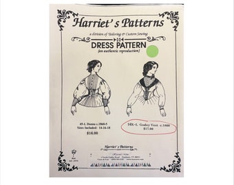 Uncut Size 16-20 Bust 40 – 44 Ladies Godey Vest Harriet’s Patterns 00 Vintage Sewing Pattern Victorian Plus Volup Civil War
