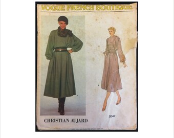des années 1970 taille 16 buste 38 Christian Aujard ample robe ajustée Cummerbund Vogue 2047 vintage couture patron Français Boutique Designer