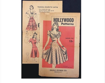 1940s Hollywood Patterns Pattern Catalog August 1941 plus 1942 Sheet Vintage WW2 Women Girls Not a Copy