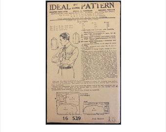 Uncut 1910s Neck Size 15 Chest 34 Men’s Shirt with Applied Back Yoke Ideal 16 539 Vintage Sewing Pattern Montgomery Ward Not Copy