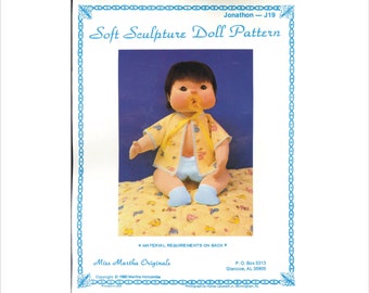 Miss Martha Soft Sculpture Doll Pattern Jonathon 19/" Vintage NIP