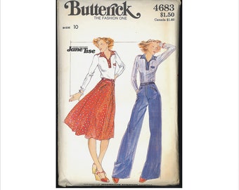 Part Cut 1970s Size 10 Bust 32 1/2 Jane Tise Top Skirts Pants Butterick 4683 Vintage Sewing Pattern 70s Designer Sweet Baby Plain Esprit