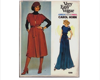 1970s Size 14 Bust 36 Very Easy Carol Horn Evening Tent Dress American Designer Vogue 1299 Vintage Sewing Pattern Maxi Loose Fitting