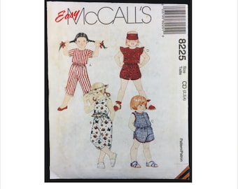 Sin cortar 90s Tamaño 2 3 4 Niños Top Pull On Pants Shorts McCalls 8225 Vintage Sewing Pattern Breast 21 - 23 Inches Cropped Pockets Girls Capri