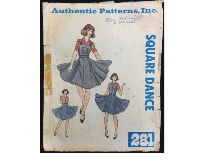 1970s Size 12 Bust 34 Bib 8 Gore Skirt Square Dance Dress Authentic ...