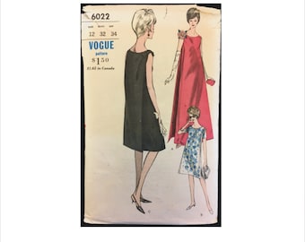 1960s Size 12 Bust 32 Back Wrap Maternity Dress Evening Gown Vogue 6022 Vintage Sewing Pattern Dress Mid Century Special Occasion Variations