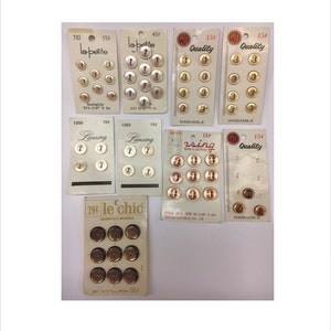Lot 63 Vintage Champagne Tan Brown  Plastic Buttons Assorted Styles Sizes Cards Unused Sky City