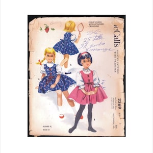 Uncut 1950s Size 2 Breast 21 Helen Lee Girls Dress Crinoline Embroidery Transfer McCalls 2369 Vintage Sewing Pattern Mid Century Designer