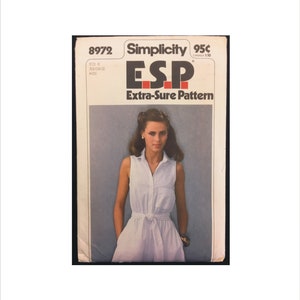 Uncut 1970s Size 8 10 12 Bust 31 1/2 - 34 Sleeveless Dress Sash Simplicity 8972 Vintage Sewing Pattern Scarlett Johansson Elastic Waist