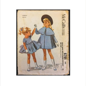 Part Cut 1960s Size 2 Breast 21 Helen Lee Girls Dress Attached Petticoat & Coat McCalls 6701 Vintage Sewing Pattern Mid Century Designer