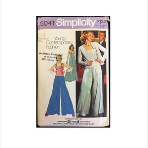 カットされていない 1970 年代 サイズ 12 バスト 34 パラッツォ パンツ カーディガン ジャケット キャミソール シンプリシティ 6041 ヴィンテージ 裁縫パターン ニット ヤング コンテンポラリー ファッション