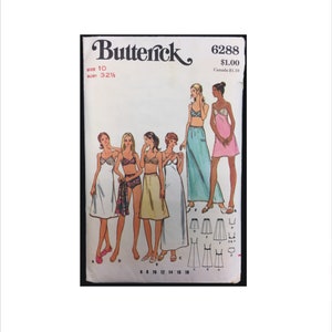 Part Cut 1970s Size 10 Bust 32 1/2 Full Slip Petticoat Bra Briefs Butterick 6288 Vintage Sewing Pattern 70s Panties Lingerie Underwear Half