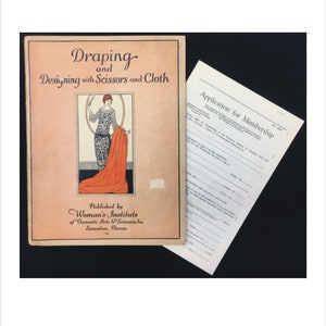 1920s Draping and Designing with Scissors and Cloth Book PLUS Application for Membership Womans Institute Vintage Instructions 20s NOT Copy