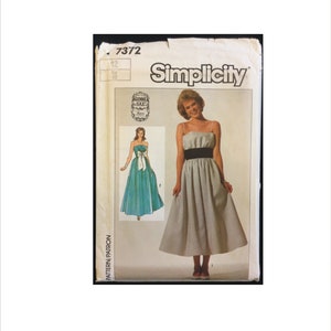 Uncut 1980s Size 12 Bust 34 Gunne Sax Strapless Gown Simplicity 7372 Vintage Sewing Pattern Jessica McClintock Dress Straps Optional