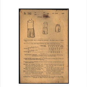 May include: A vintage pattern for girls' bloomers, with or without an underbody. The pattern includes instructions for cutting, making, and fitting. The pattern is from The Butterick Publishing Co. and is dated November 11, 1901. The pattern number is 7043 and the price is 20 cents.