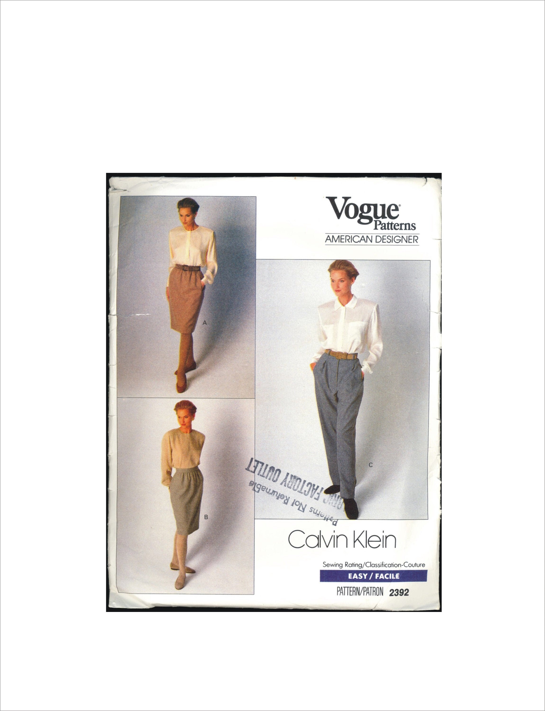 Easy Designer Calvin Klein Easy Vogue DRESS TOP SKIRT Pants Sewing