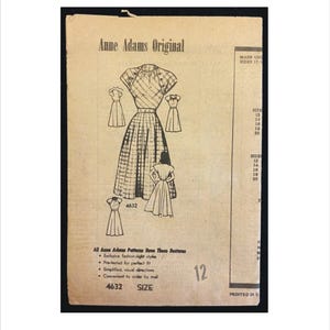 Uncut 1940s Size 12 Bust 30 Sun Dress Anne Adams 4632 Vintage Sewing Pattern Teen Petite