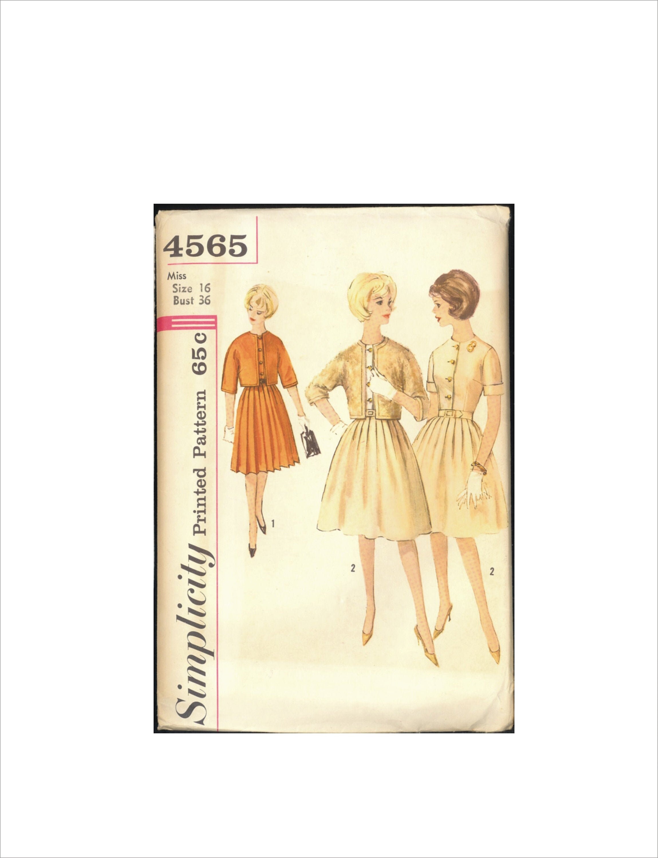 Uncut 1960s Size 16 Bust 36 One Piece Dress Jacket Simplicity Etsy