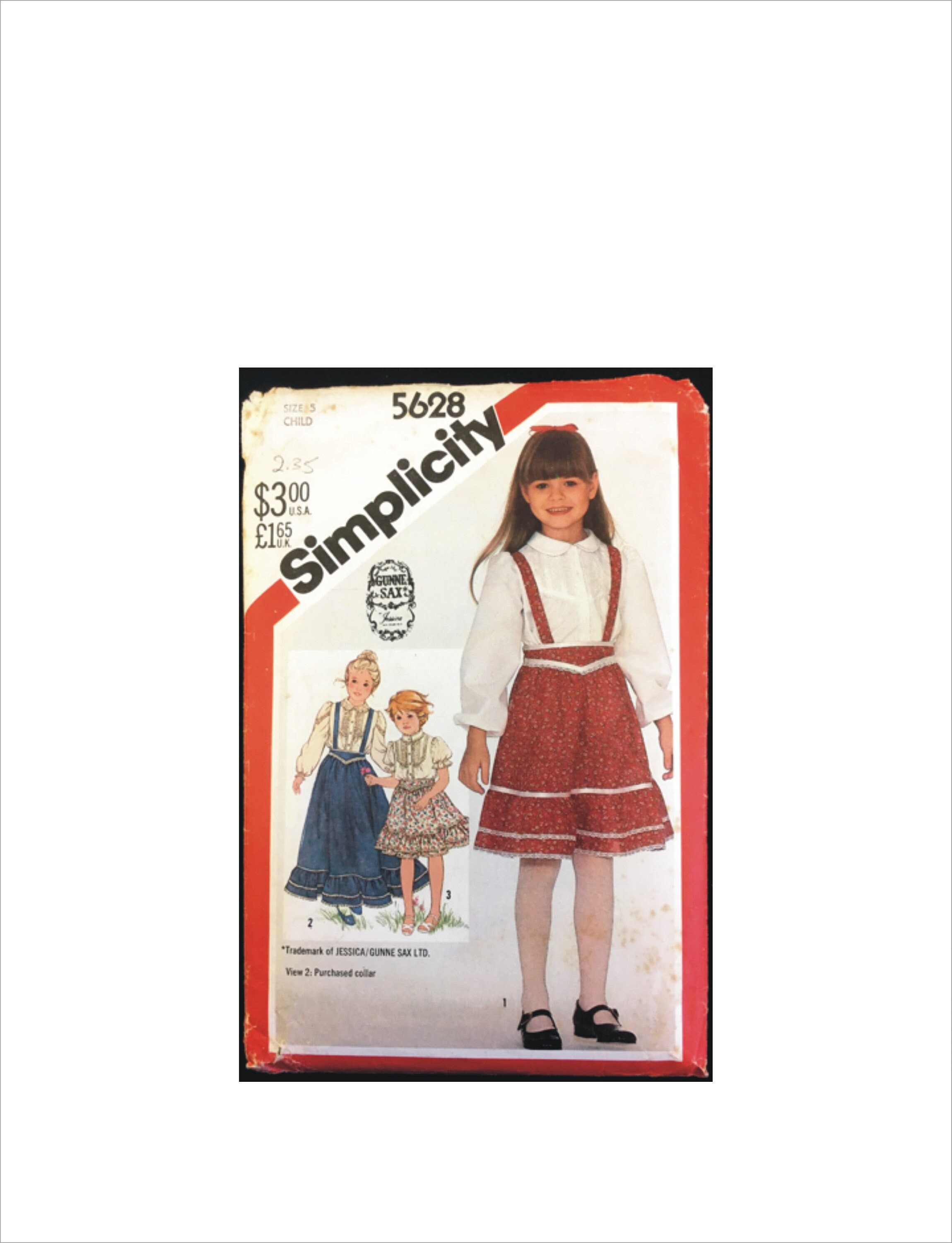 Simplicity Pattern5628 Part Cut 1980s Size 5 Breast 24 Girls Gunne Sax Blouse Skirt Detachable ...