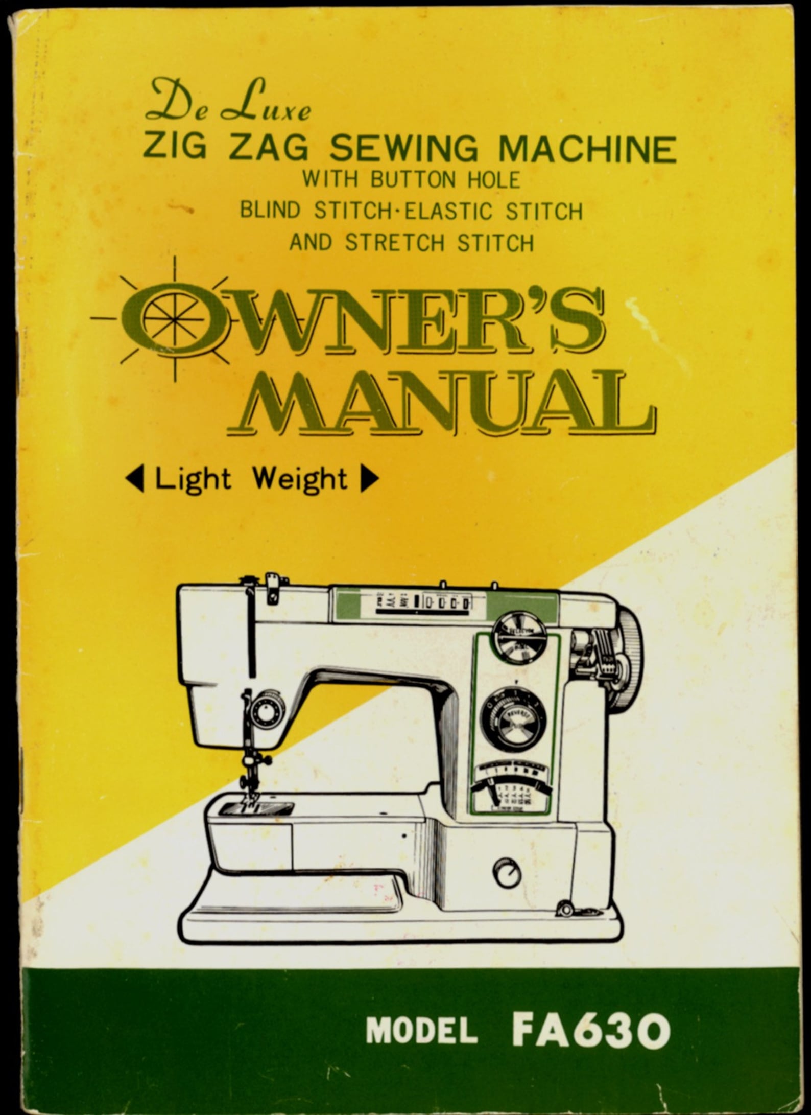 Vintage De Luxe Zig Zag Sewing Machine Manual Model FA630 FA Etsy