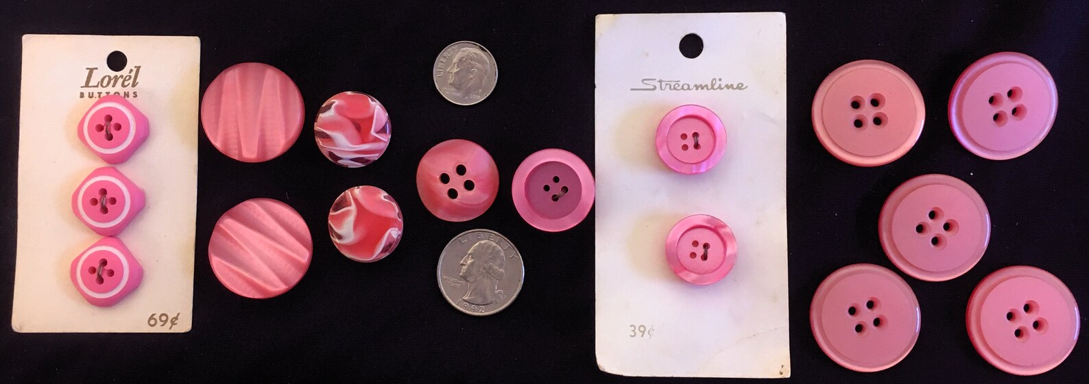 1970’s La Mode Pink Square Plastic Button - Set of 2 - 1
