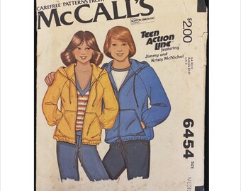 1970s Size M Chest 32 – 34 Proportioned Unisex Hooded Jacket McCall’s 6454 Vintage Sewing Pattern Jimmy Kristy McNichol Stretch Knit