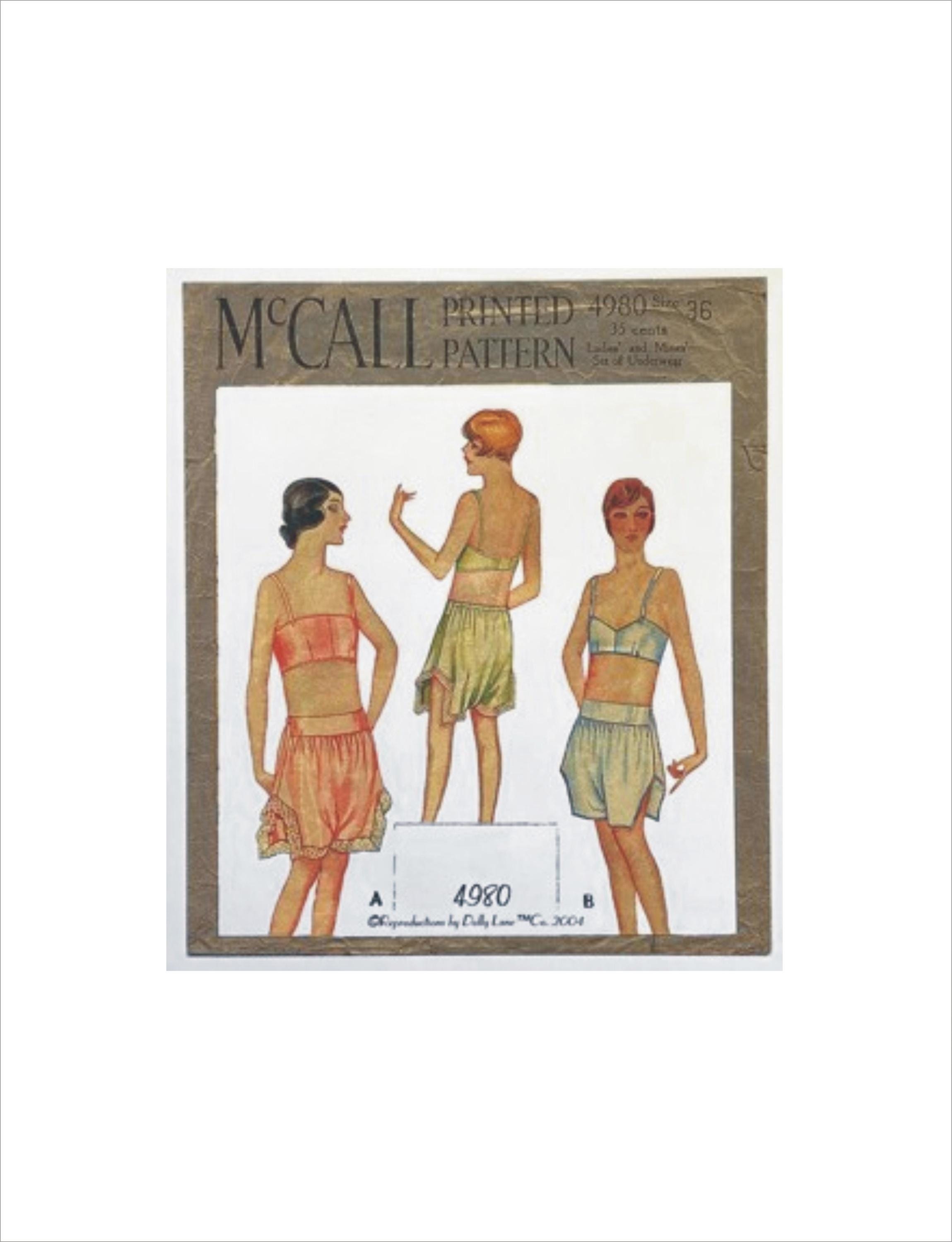 Uncut Copy of 1920s Bust 36 Bra Panties a Mccall 4980 by Dolly