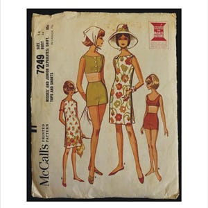 May include: Vintage McCall's printed sewing pattern, featuring illustrations of women's separates, shifts, tops, and shorts. The pattern includes a size 14 with a 34-inch bust. The cover art depicts four figures in 1960s-style outfits, including a shift dress and shorts sets.