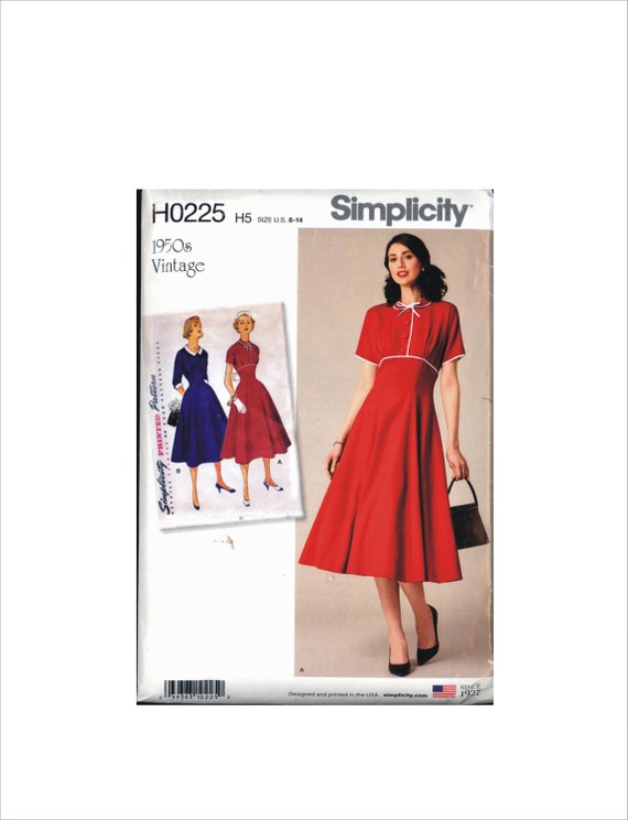 Uncut 1950s Size 6 8 10 12 14 High Waisted Dress Vintage Simplicity H0225 Sewing Pattern Bust 30 1/2 to 36 Mid Century Collar - Etsy Uncut 1950s Size 6 8 10 12 14 High Waisted Dress Vintage Simplicity H0225 Sewing Pattern Bust 30 1/2 to 36 Mid Century Collar - Etsy