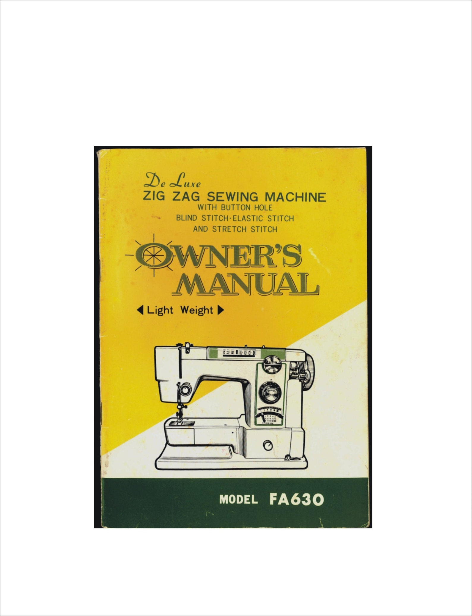 Vintage De Luxe Zig Zag Sewing Machine Manual Model FA630 FA Etsy
