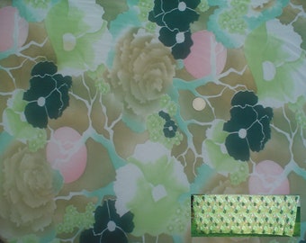 1970s 3 yards 26 inch x 57 Inch Wide Floral Stretch Knit Sheer Dress Fabric 70s Maxi Flower Power Groovy Polyester Pansy Vintage