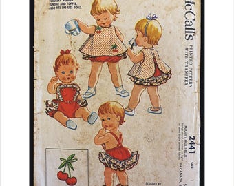 1960s Size 1 Breast 20 Helen Lee Sun Suit & Topper McCall's 2441 Vintage Sewing Pattern Fits Life Size Dolls Issue Not a Copy