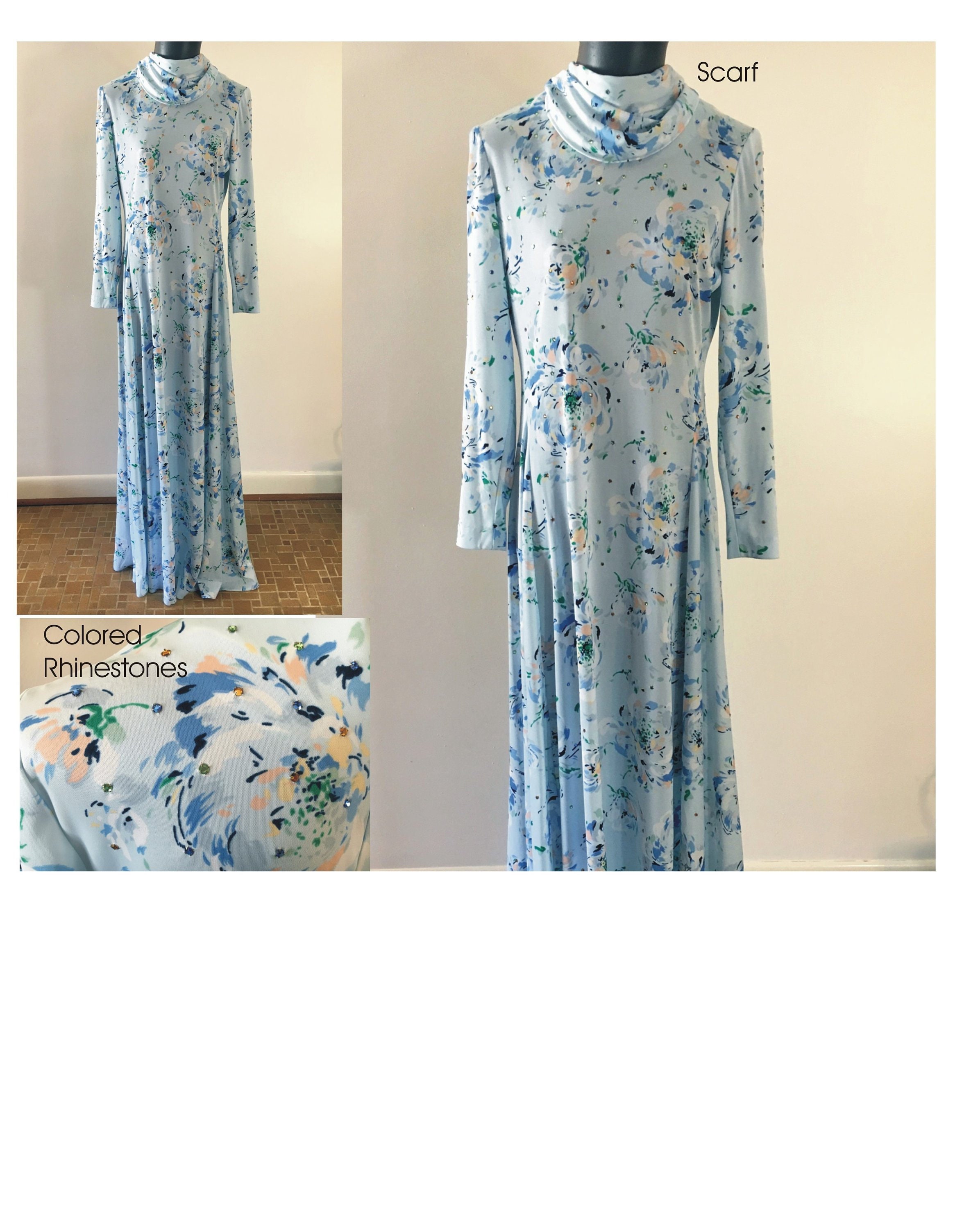 1970s Size 14 Bust 38 Umba for Parues Feinstein Rhinestone