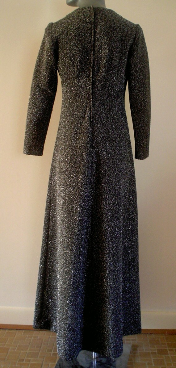 1970s Size 14 Bust 36 Lurex Knit Maxi Dress Gown … - image 4