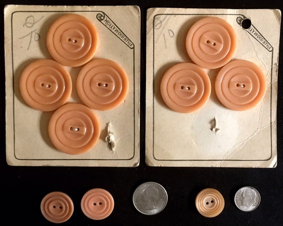 Vintage Mixed Lot 10 Peach Plastic 2 Hole Buttons Hollywood