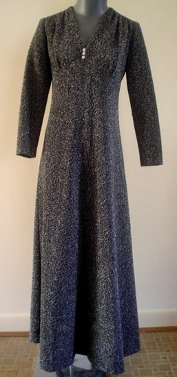 1970s Size 14 Bust 36 Lurex Knit Maxi Dress Gown … - image 2