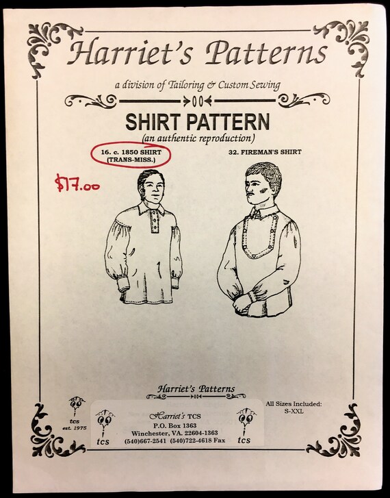 Uncut Size S M L XXL Mens 1850 Riverboat Laborer Civilian Shirt 