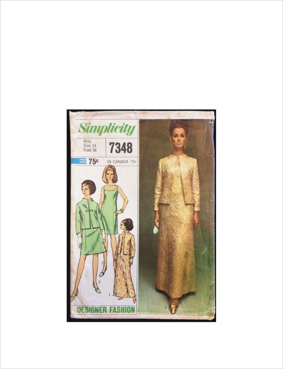 simplicity vintage 1960's evening dress jacket pattern 7348 3736 1960s Brunch Coat and Housedress Sewing Patter  WeSewRetro 1960s Simplicity 7544 Vintage Dress
