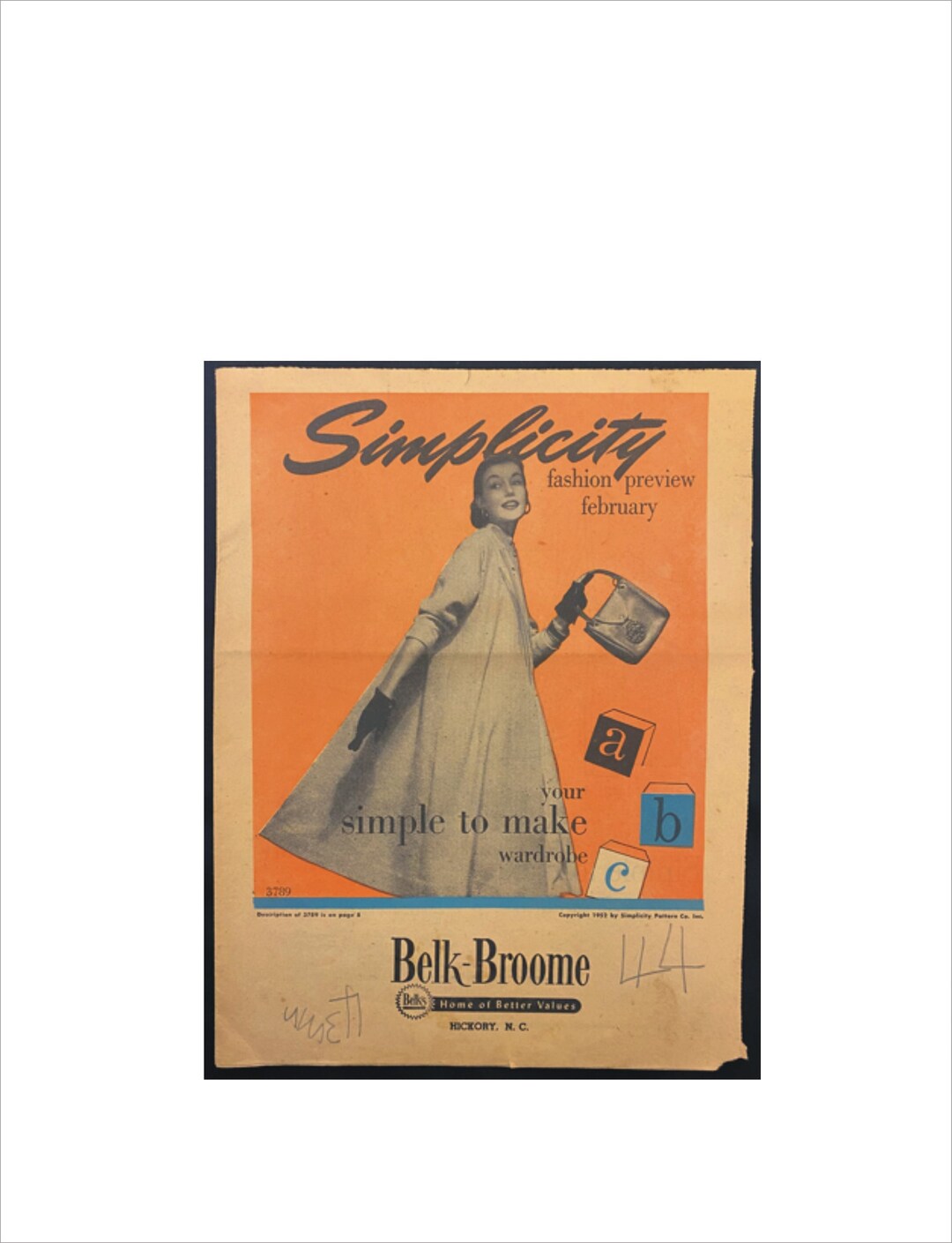 1950s Simplicity Fashion Preview Pattern Catalog February 1952 Vintage