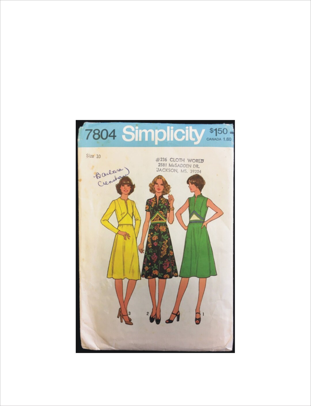 日本未入荷 Uncut 1970s Size 10 Bust 32 1/2 Contrast Shaped Midriff 裁縫材料