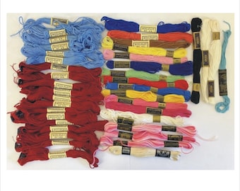 Mixed Lot 40 Skeins Embroidery Floss & Cotton Thread Most are JP Coats Vintage New Used Oldest have Patent Date 1921
