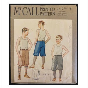 1920-tals storlek 8 pojkbyxor McCall 2217 Vintage sömnadsmönster