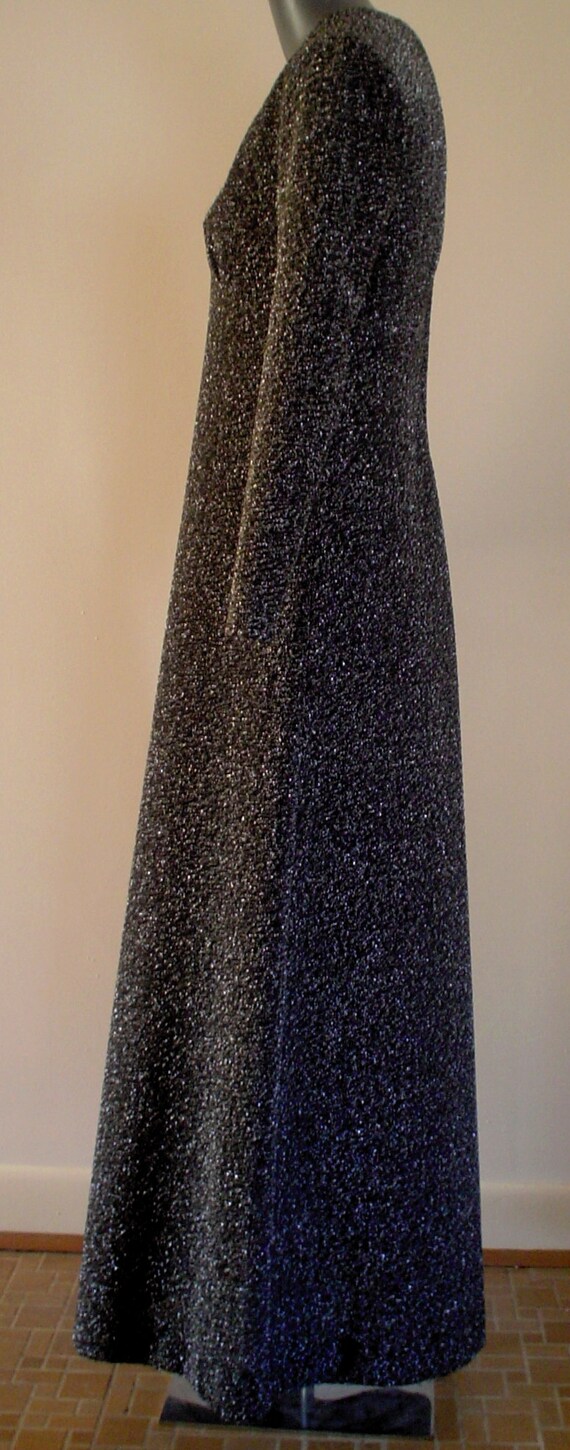 1970s Size 14 Bust 36 Lurex Knit Maxi Dress Gown … - image 3