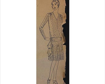 Uncut 1920s Bust 38 Slip On Dress, Shirred Shoulders Panel & Girdle Spokane Review 2879 Vintage Sewing Pattern Issue