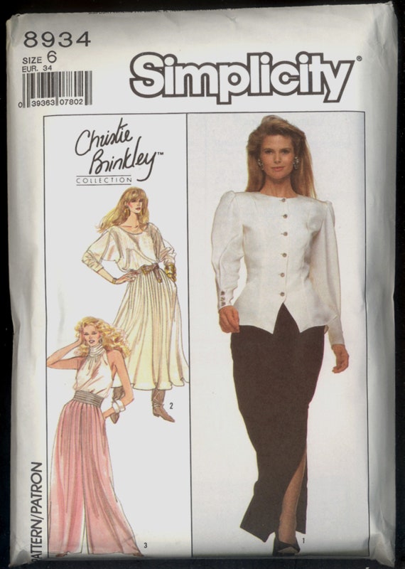 Uncut 1980s Size 6 or 8 Christie Brinkley Pleated Pants Skirt | Etsy