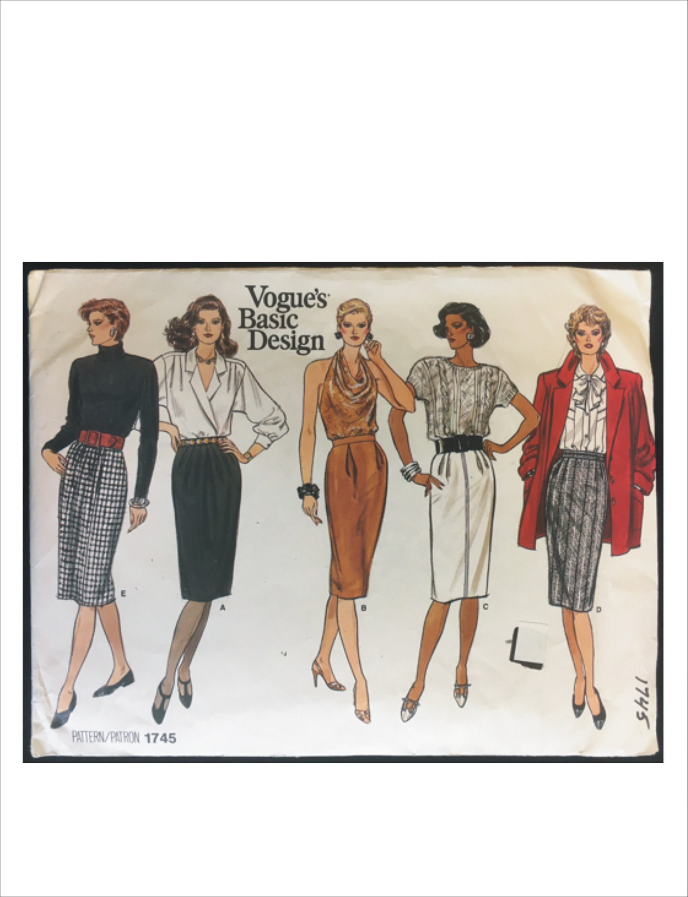 Uncut 1980s Size 8 10 12 Basic Design Straight Skirt Vogue