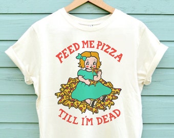 T-shirt grappige pizza, uniseks jersey katoenen T-shirt