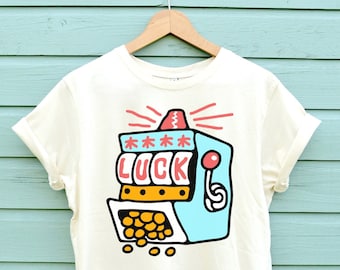 Luck Fruit Machine Shirt, Lucky Shirt, Aesthetic Shirt, Hipster Shirt, Premium Cotton Mens Tshirt In Two Colours