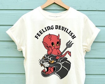 Feeling Devilish Halloween Shirt, Devil Shirt, Halloween T-Shirt In Three Colours